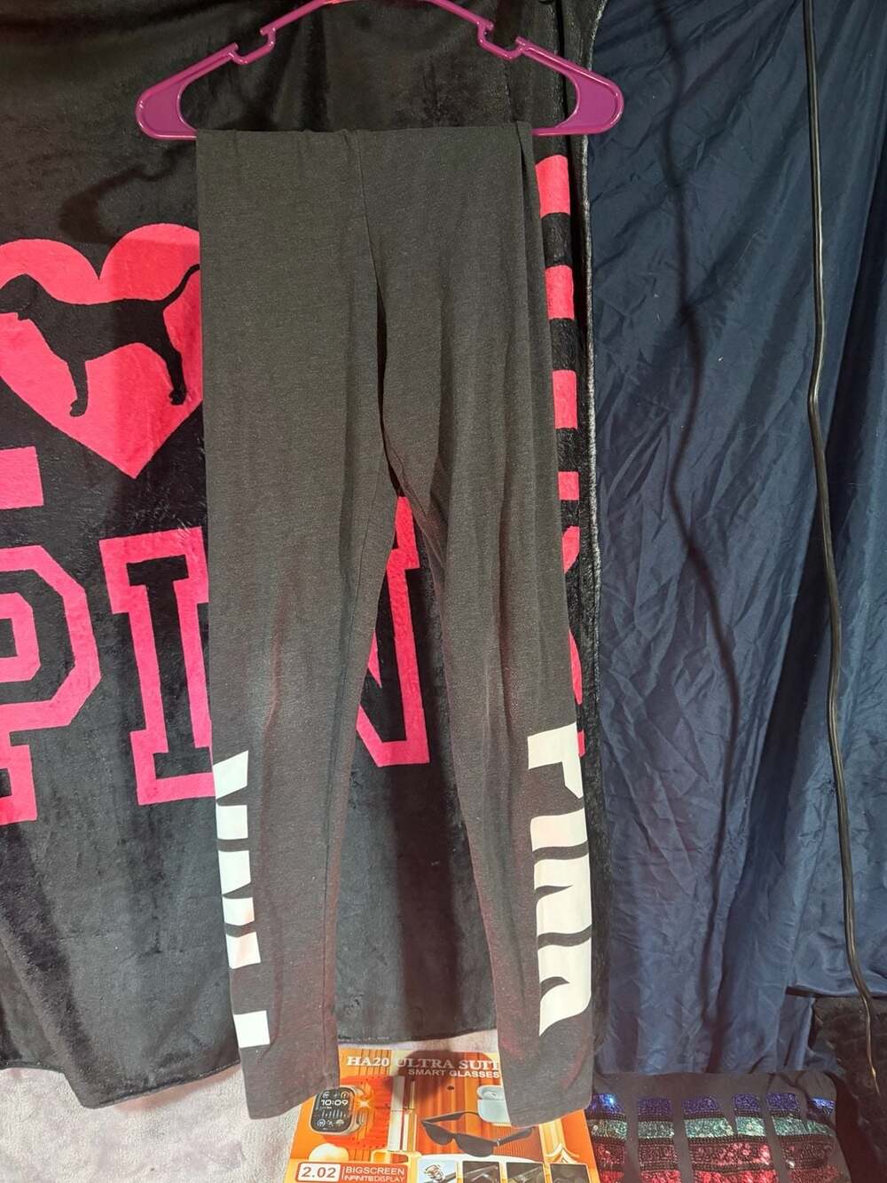 Victoria's Secret PINK Charcoal Grey Cotton Logo Leggings Size S/P